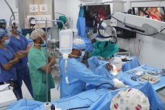 Dr Rabindra and team doing first CI outside Kathmandu, at GPH Ear Centre Pokhara, 2-2020