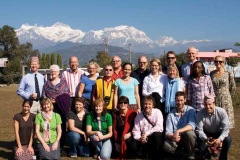 2013, November - Pokhara - FULL Team: BACK: Mike Smith, Ellen Findlay, Mike Falter, Kerstin Tunzl, Walter Kurer, Hermann Glarner, Sarah Scott-Brown, Hans Ogl, Mercedes Ogl, Richard Irving, Celia Beverly, Mike Beverely,  Priscilla Mucheche, Linda Falter - FRONT: Philippa Seal, Fiona Smith, Sonja Christen, Baerbel Riesz-Bigus, Tamara Larentis, Adrian Rootes, Thomas Barrett, Lukas Eberle